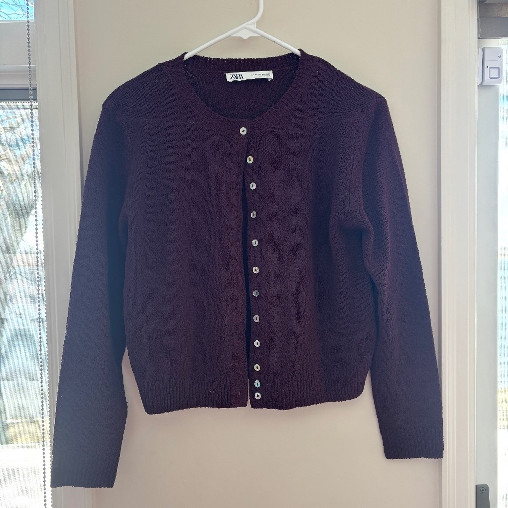 Burgundy cardigan sweater